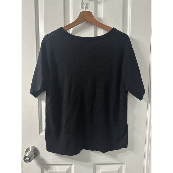Quacker Factory Black Embellished Holly Berry Cardigan Zip Sweater Set Size XL - Picture 3 of 16